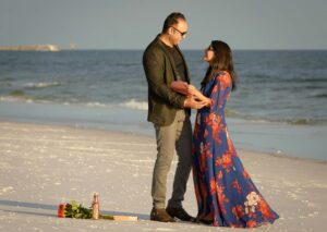 Surprise Engagement with props in Destin Florida.