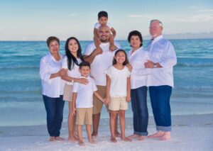 Group family photo after a surprise proposal photo shoot