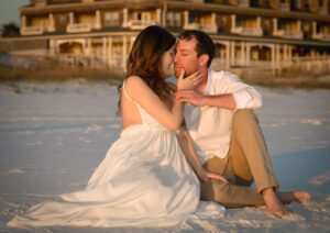 Romantic engagement photo at the beach