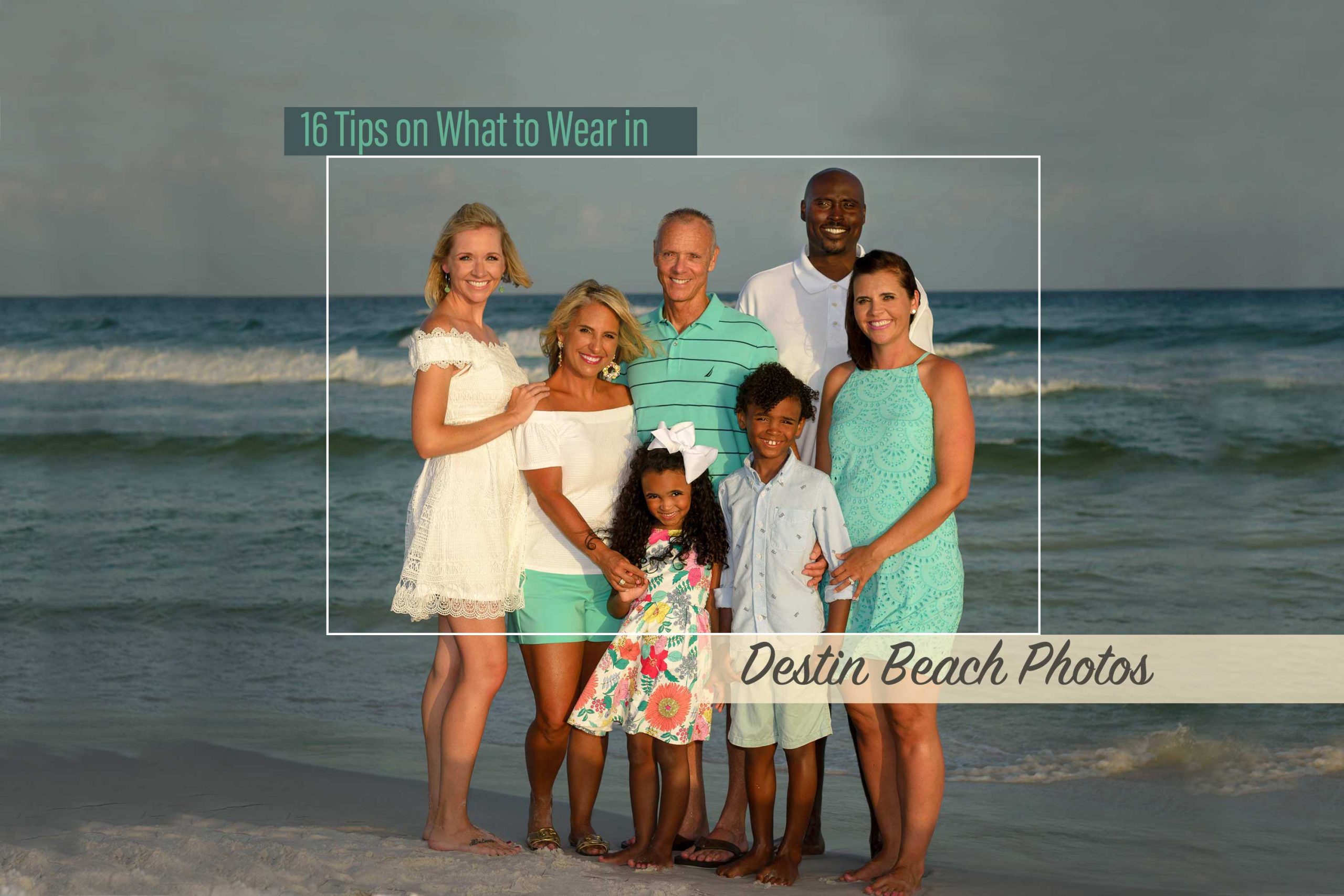 Family beach photo on Destin at sunset.