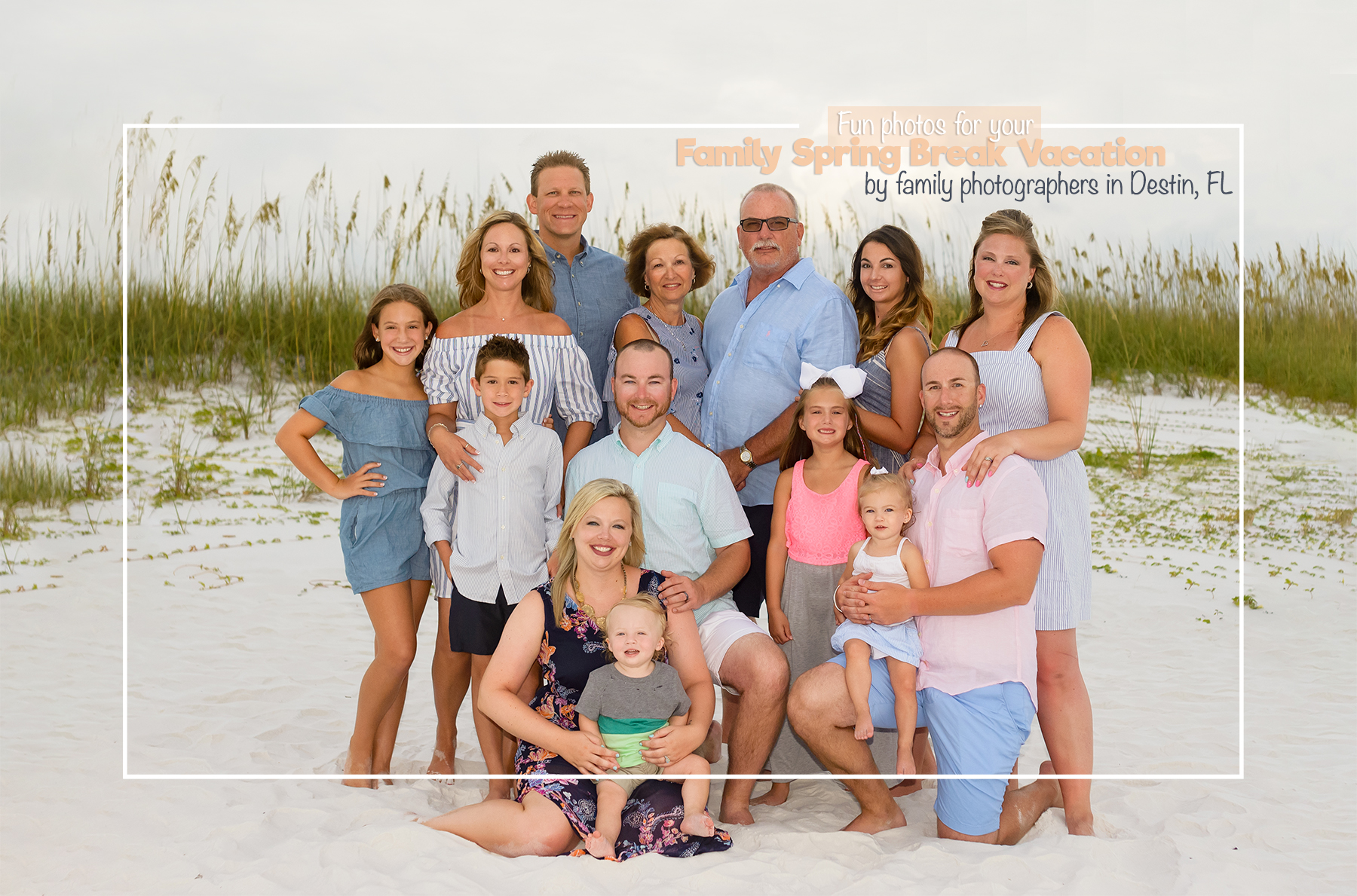A family celebrating Spring Break in Destin, Florida - family beach photos