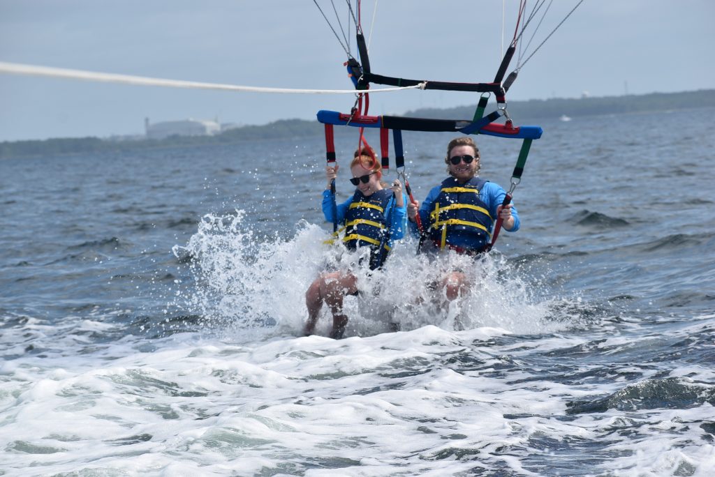 Couple dipped in Gulf waters.