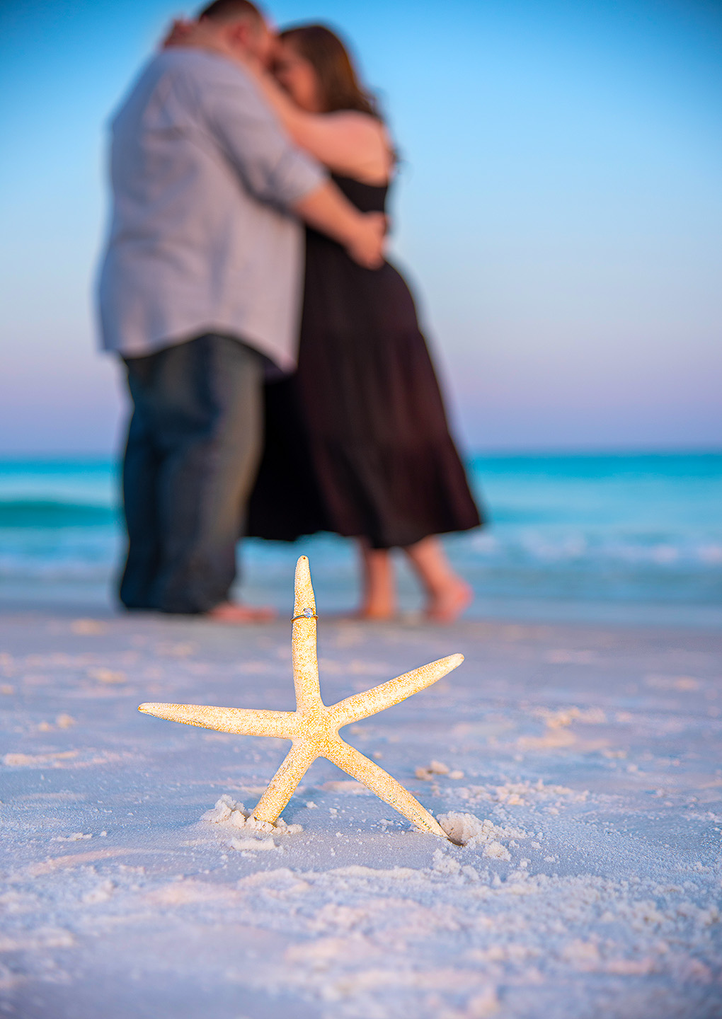 Engagement ring photo in Destin Beach. 